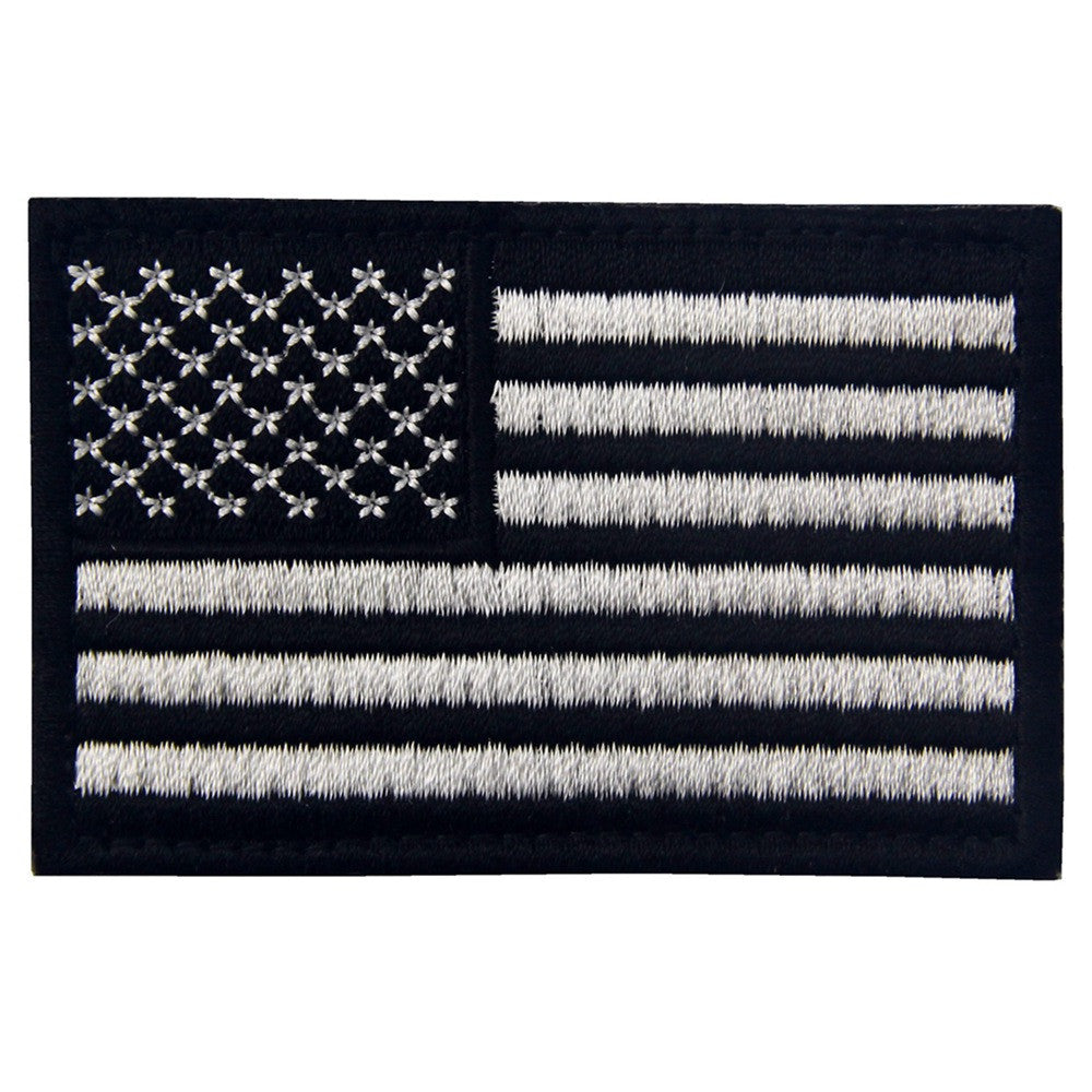 Reversed 4 Inch Black and White US Flag Patch