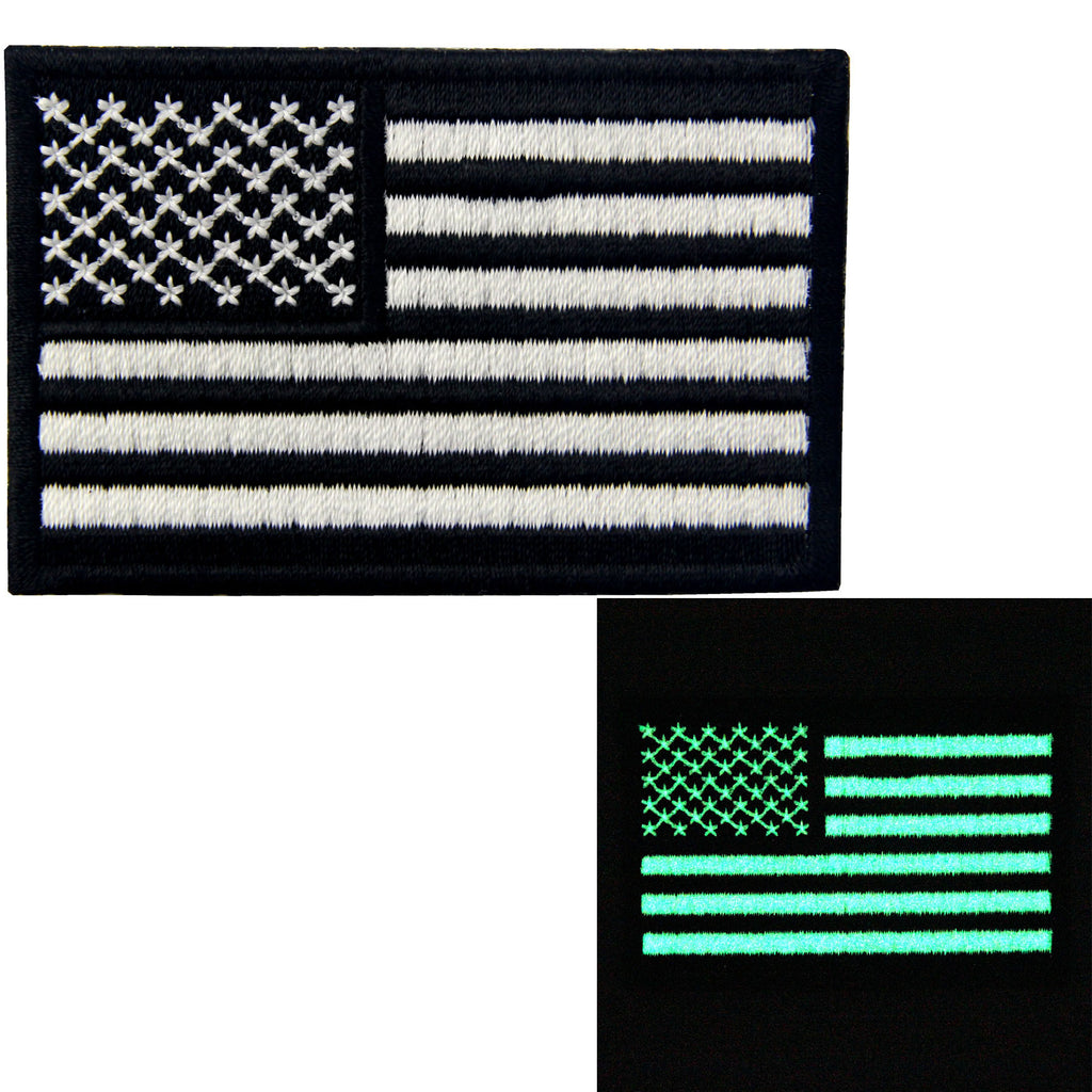 Glow In Dark American Flag USA National Iron On Sew On Applique