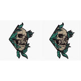 Skull Skeleton Leaf Embroidered Iron Sew On patch