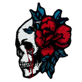 Flower Bloody Skull Embroidered Iron On Patch