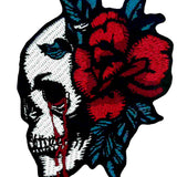 Flower Bloody Skull Embroidered Iron On Patch