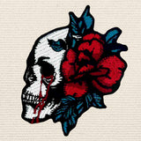 Flower Bloody Skull Embroidered Iron On Patch