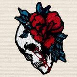 Flower Bloody Skull Embroidered Iron On Patch