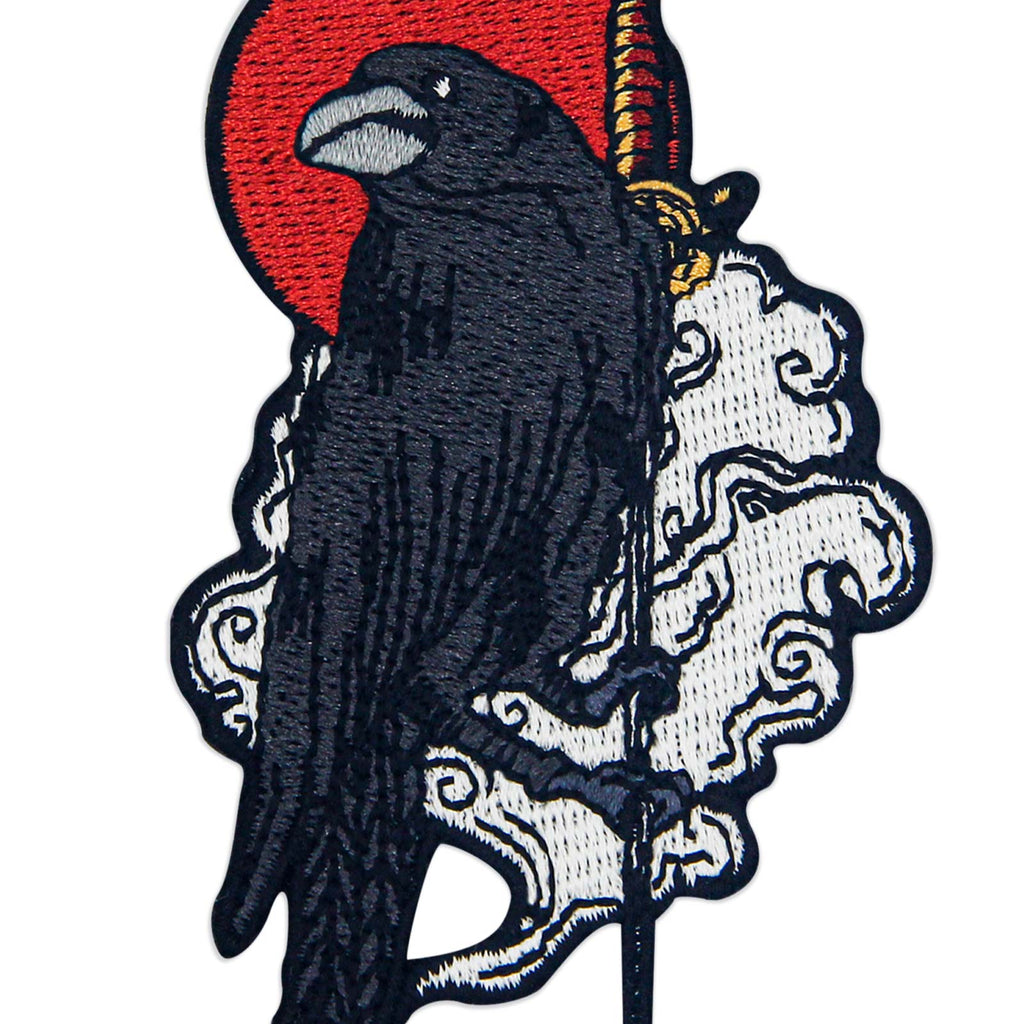 2 pieces Raven on Sword Jeans Embroidered Iron Sew On Patch transfers ...