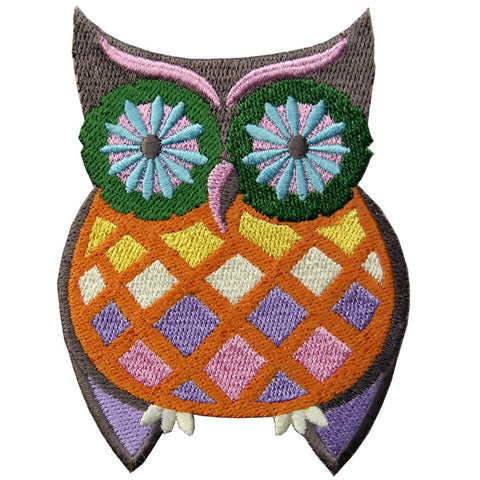 Groovy Owl Embroidered Iron On Sew On Patch
