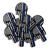 Punisher Skull Blue Line Iron On Sew On Patch