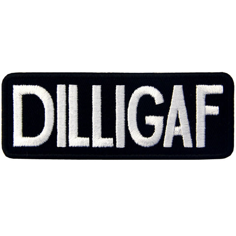 DILLIGAF Embroidered Biker Iron On Sew On Patch