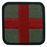 Medic Cross Velcro Patch - Olive & Red