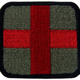 Medic Cross Velcro Patch - Olive & Red