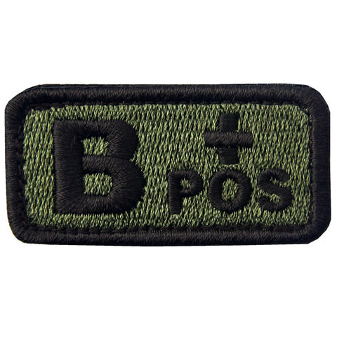 Type B Positive Blood Velcro Patch - Olive & Black