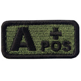 Type A Positive Blood Velcro Patch - Olive & Black