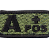 Type A Positive Blood Velcro Patch - Olive & Black