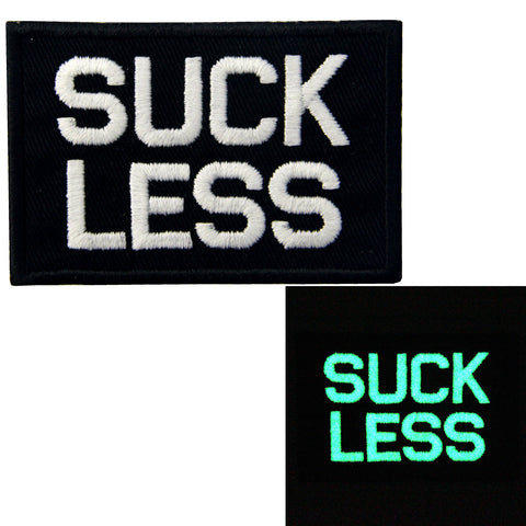 Glow In Dark Suck Less Iron On Sew On Patch
