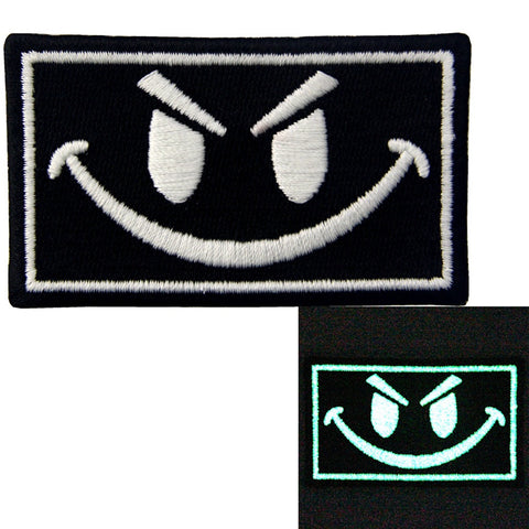 Glow In Dark Evil Smile Face Embroidered Iron On Sew On Patch