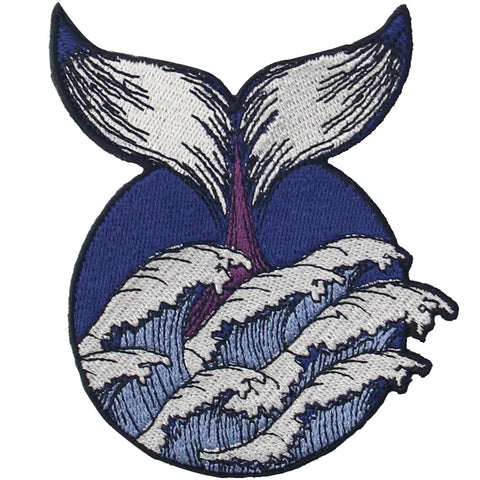 Whale Wave Embroidered Iron On Patch