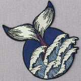 Whale Wave Embroidered Iron On Patch