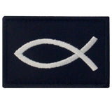 EmbTao Jesus Fish Ichthys Velcro Patch - White & Black