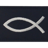 EmbTao Jesus Fish Ichthys Velcro Patch - White & Black