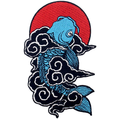 Japanese Koi Fish Embroidered Iron On Patch