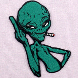 Alien Smoking Embroidered Iron On Patch