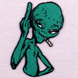 Alien Smoking Embroidered Iron On Patch