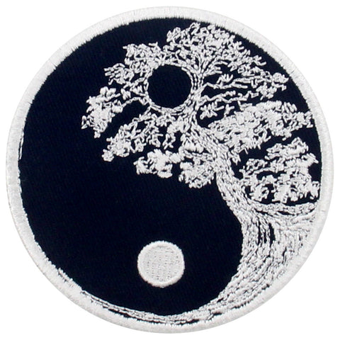 Buddhist Zen Yin Yang Tree Embroidered Iron Sew On patch