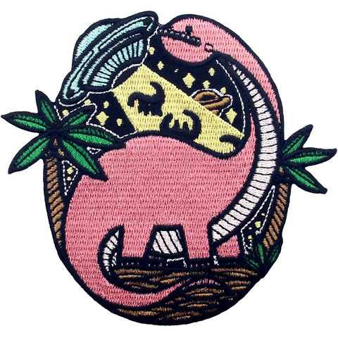 Dinosaur UFO Alien Iron On Embroidered Patch