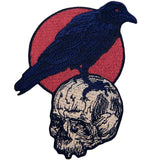 Raven On the Skull Embroidered Iron Sew On Patch